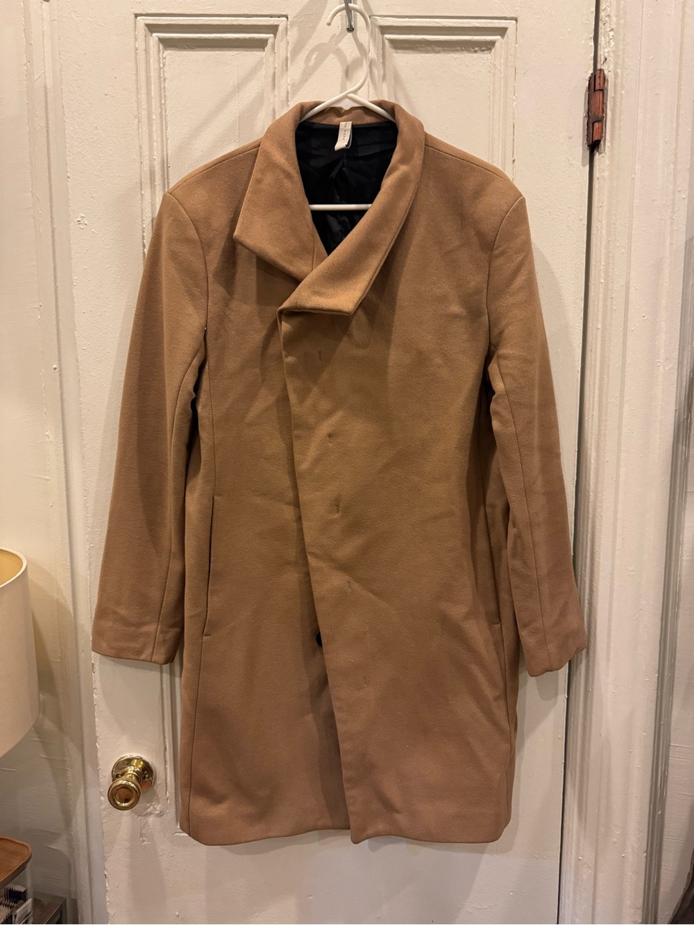 Zara Camel Trench Coat with Shawl Collar